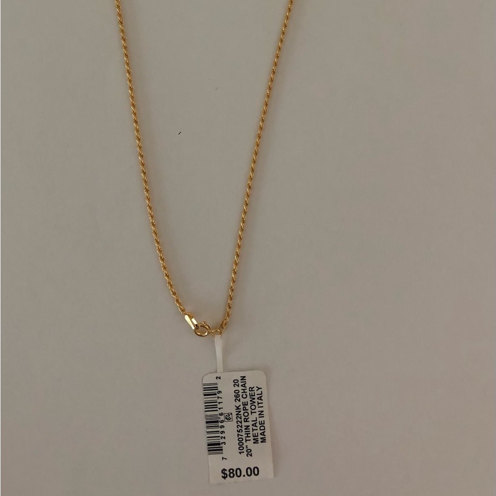 20” women’s gold rope necklace.18K gold over sterling silver.